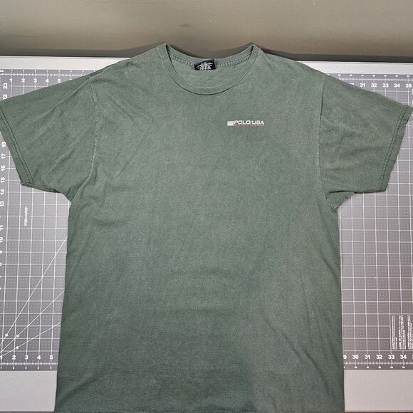 Vintage Polo Jeans Co Tshirt Ralph Lauren Green 90s Y2K Preppy Retro Classic - Picture 1 of 10